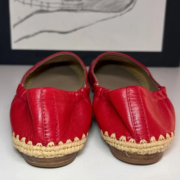 Tory Burch Darien Red Loafer Espadrille nappa leather Womens Size 7M - Picture 4 of 16